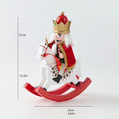 Nussknacker-Soldat auf Schaukelpferd, 31 cm, Holz