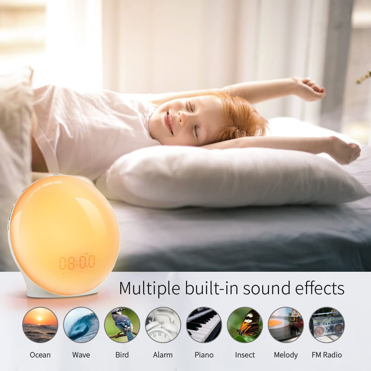 Sonnenaufgangs-Wecker mit Lichttherapie und FM-Radio