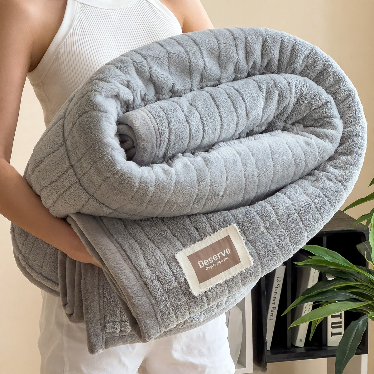 Korallenfleece-Decke, einfarbig, vielseitig