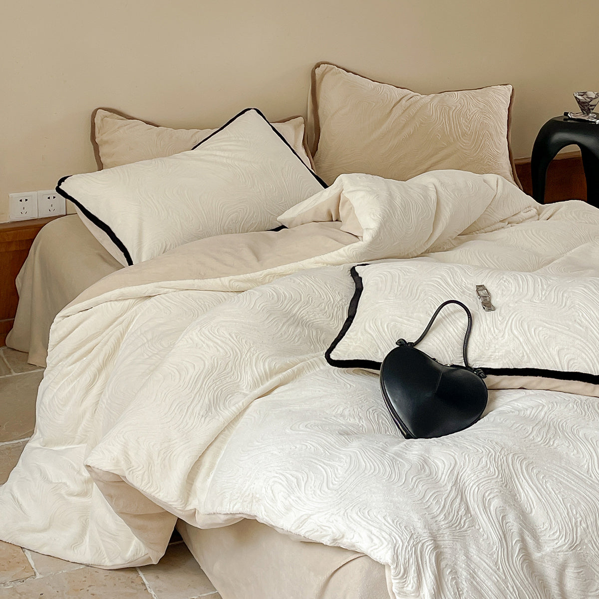 Gestepptes Milchfaser-Fleece Bettwäsche-Set, extra dick
