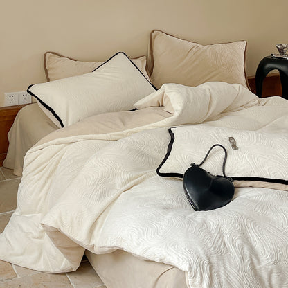 Gestepptes Milchfaser-Fleece Bettwäsche-Set, extra dick