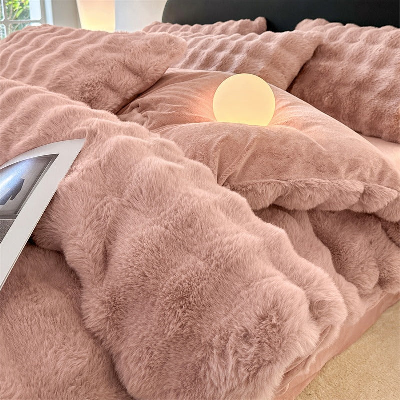 Winter-Bettwäsche-Set aus Milchfaser-Fleece, extra dick