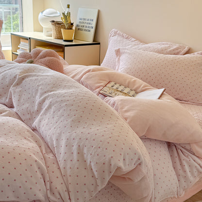 Milchfaser-Fleece Bettwäsche-Set mit Tagesdecke, winterwarm