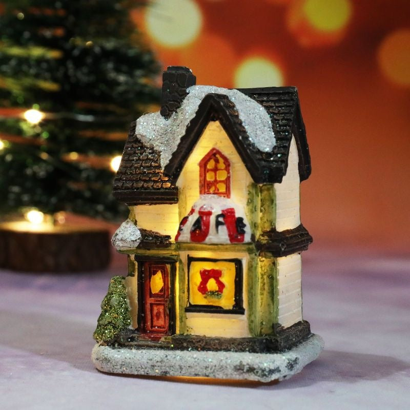 Beleuchtetes Weihnachtshaus aus Kunstharz