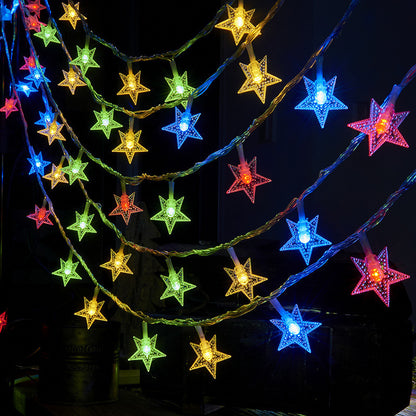 LED-Lichterkette mit Sternen für Innen- und Außenbereich