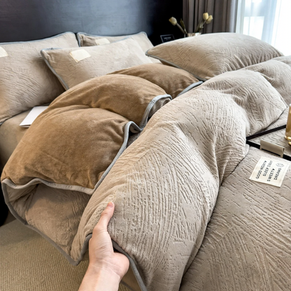 Doppelseitiges Bettwäsche-Set aus Milchfaser-Fleece, winterwarm