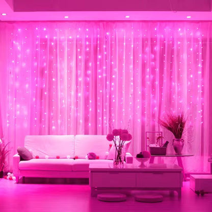 LED-Vorhang-Lichterkette mit USB-Anschluss und Fernbedienung