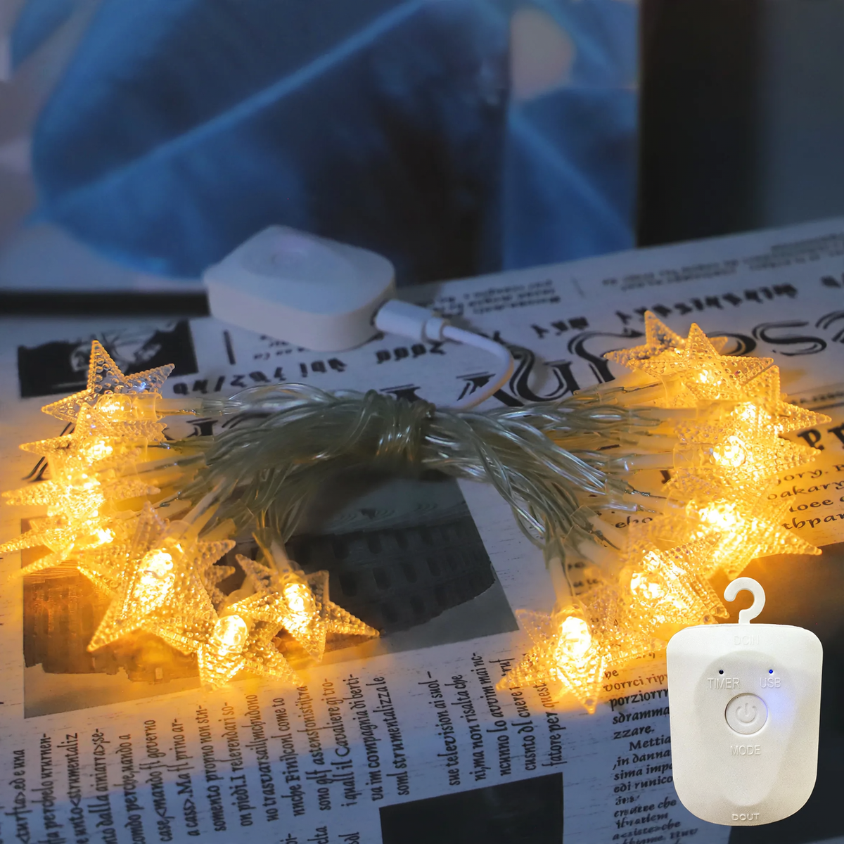 LED-Lichterkette mit Fernbedienung, wiederaufladbar