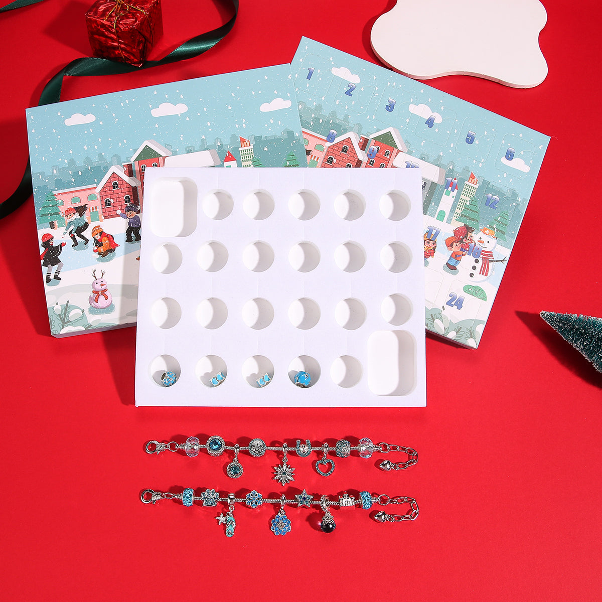 Weihnachts-Adventskalender mit DIY-Schmuckanhängern