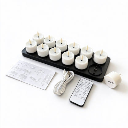 Wiederaufladbares LED-Teelicht-Set mit Ladestation