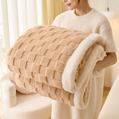Wasserwürfel-Korallenfleece-Decke mit Lammfleece