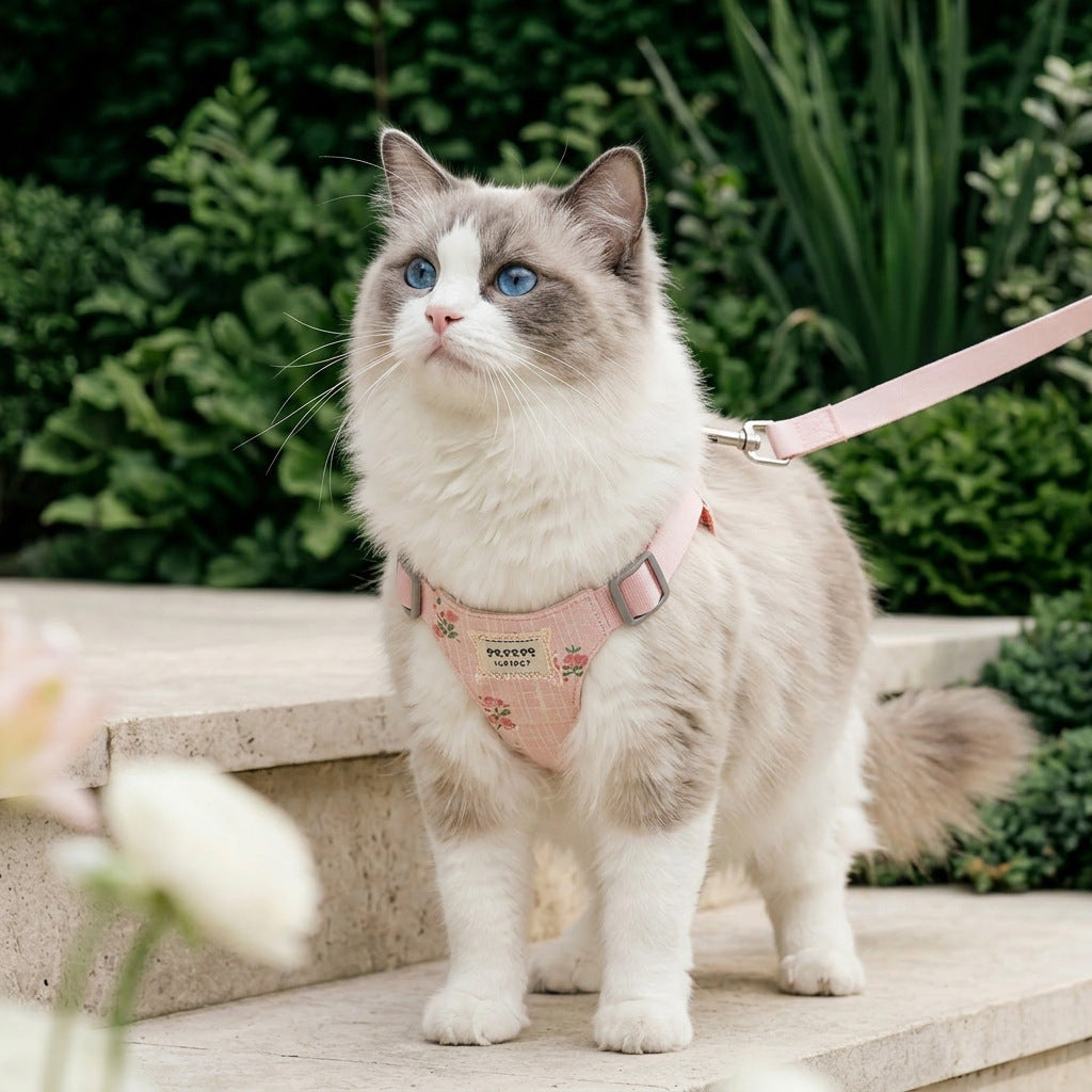 Katzen-Brustgeschirr mit Leine, Stoff