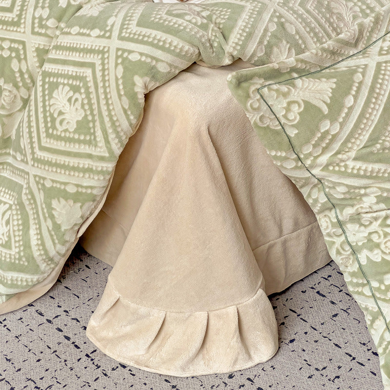 Milchfaser-Fleece Bettwäsche-Set mit 6D-Prägung