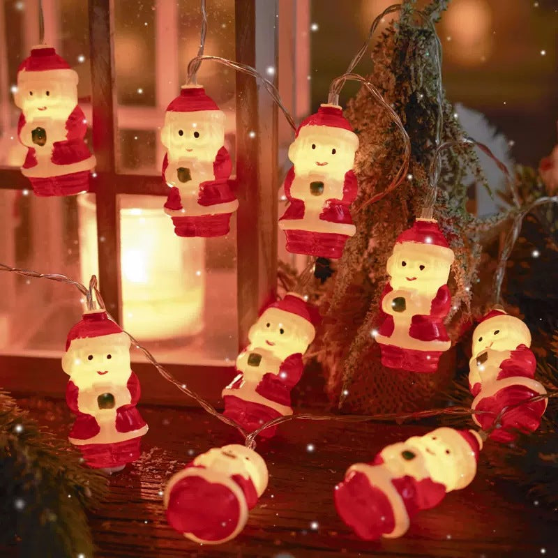 LED-Lichterkette mit Weihnachtsmotiven für festliche Dekoration