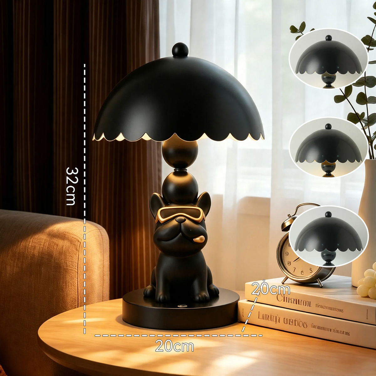 Französische Bulldoggen-Tischlampe mit Touchsteuerung