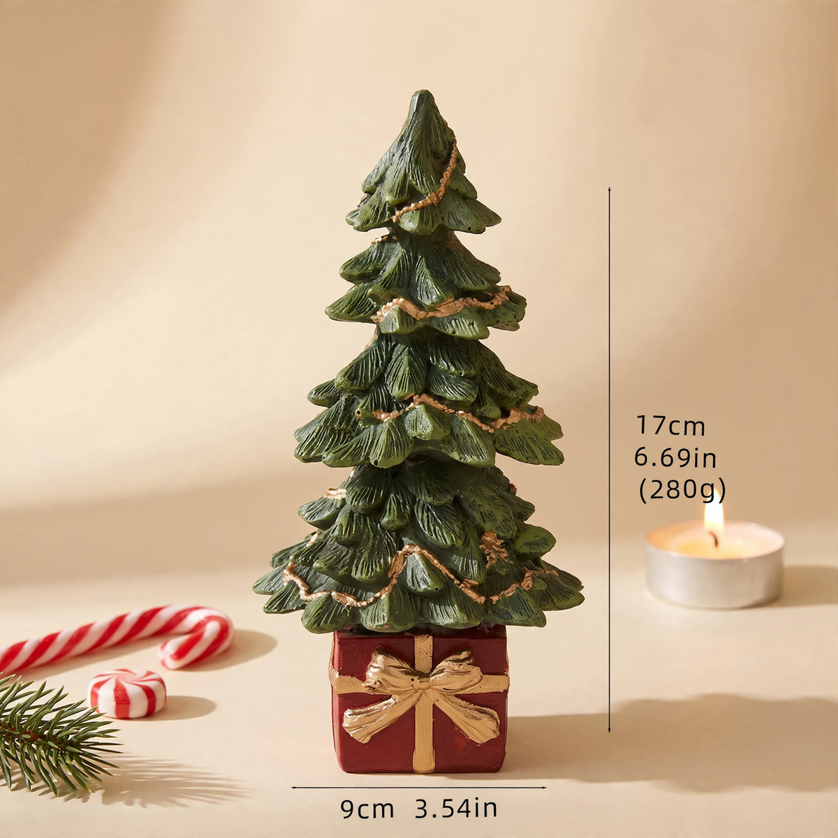 Dekorative Weihnachtsbaum-Spieluhr aus Harz