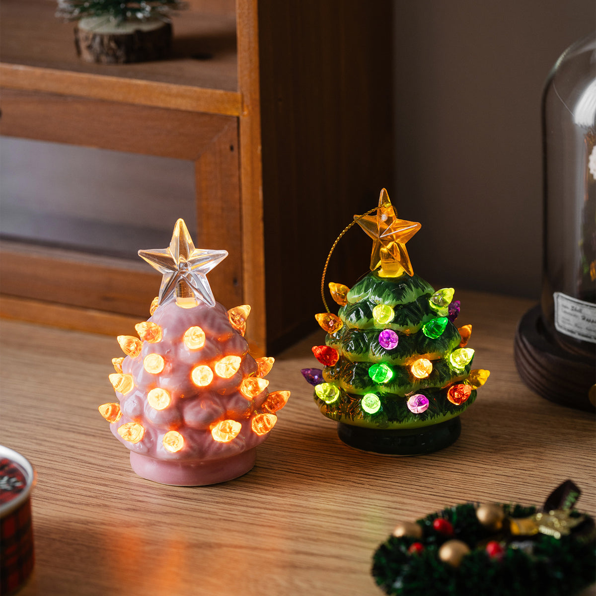 Keramik-Weihnachtsbaum-Nachtlicht, 9,2 cm
