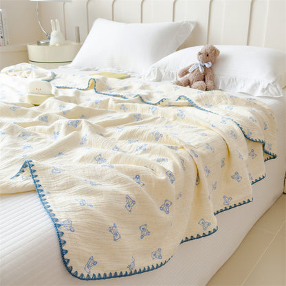 Leichte Sommerdecke aus reiner Baumwolle, Crinkle-Optik