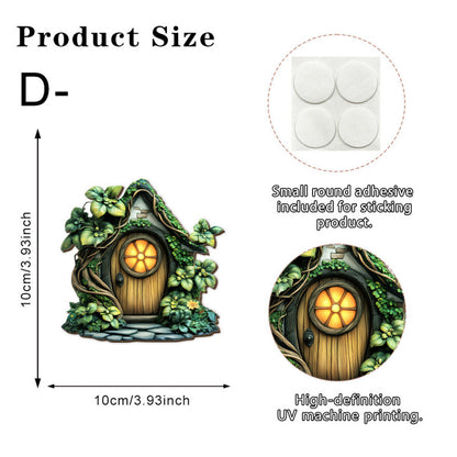 Dekorative 2D-Elfen-Tür aus Kiefernholz für Garten und Haus
