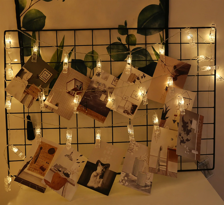 LED-Lichterkette mit Fotoclips, batteriebetrieben
