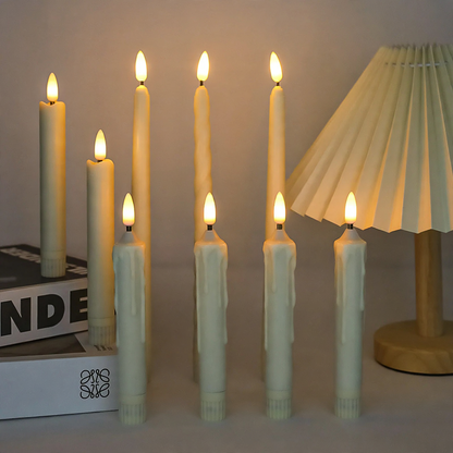 LED-Stabkerzen-Set mit Fernbedienung, Kunststoff