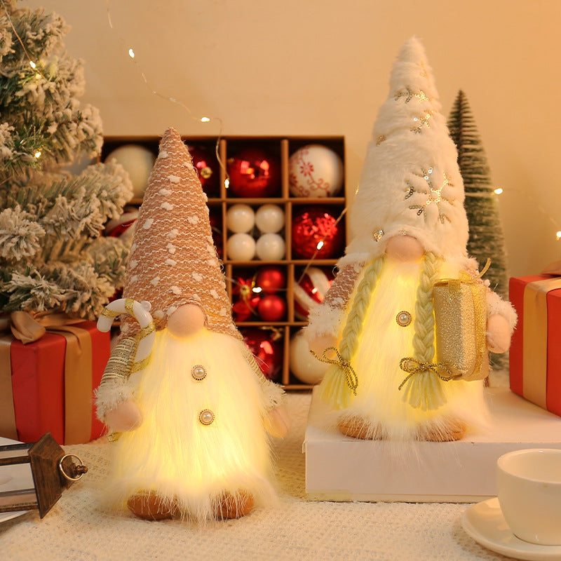 Glitzernde Wichtelfigur mit LED-Beleuchtung