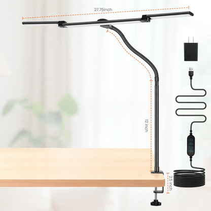 Dreifach-LED-Schreibtischlampe mit Klemmvorrichtung