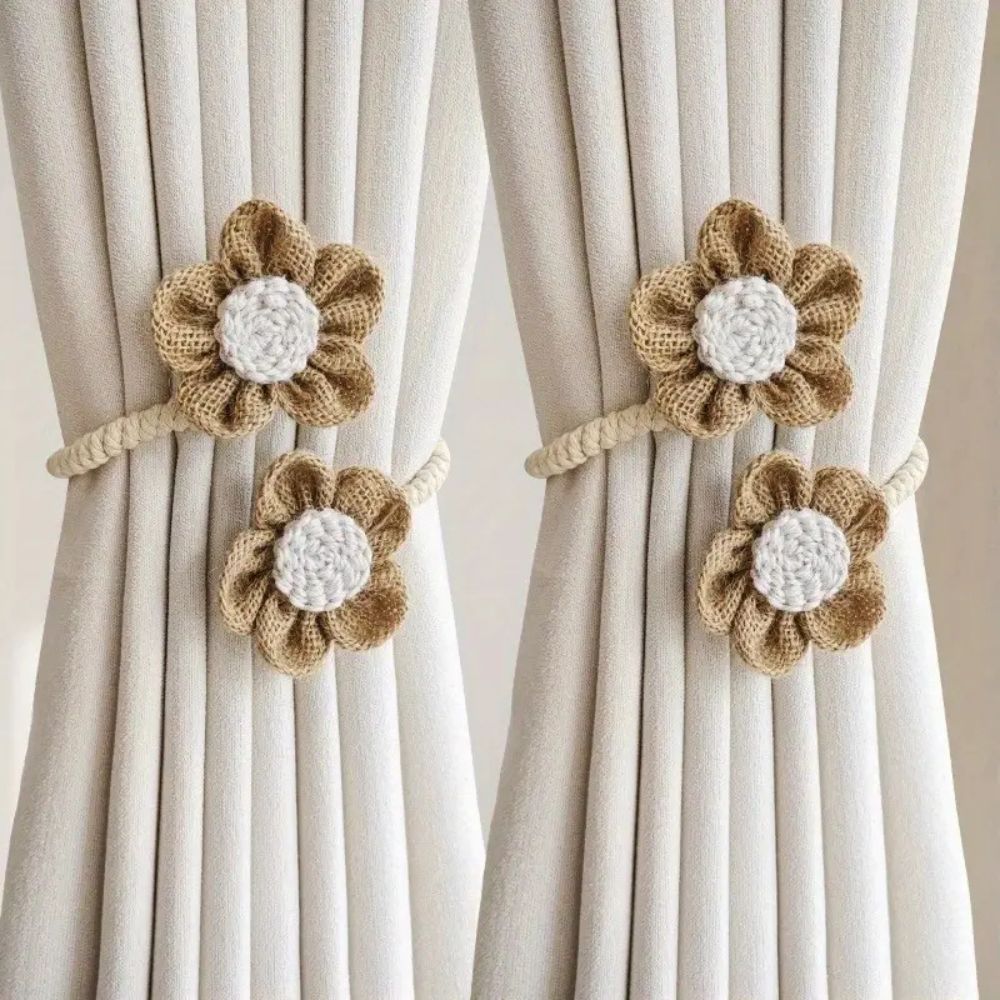 Raffhalter aus Hanf mit Blumenmuster | 2er-Set