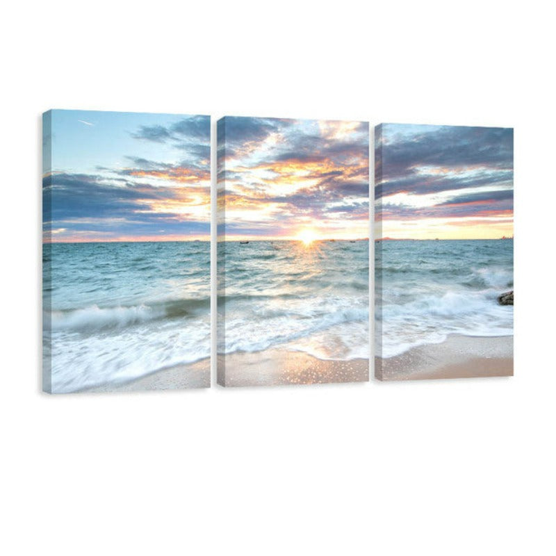 3 Stück Sonnenaufgang Strand Landschaft Poster Leinwand | Brehn
