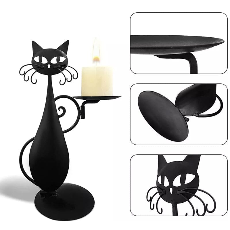 Brehn | Schwarze Katze Kerzenhalter