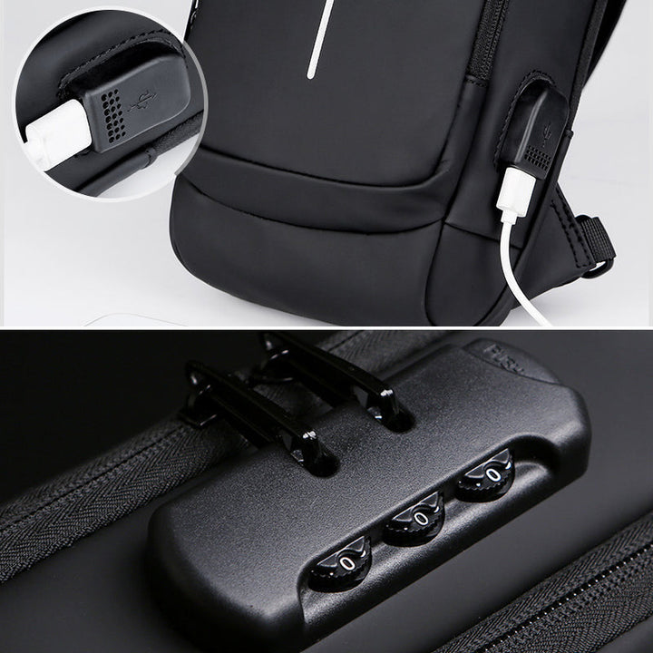 Brehn | USB-Ladesport-Sling Anti-Diebstahl-Umhängetasche
