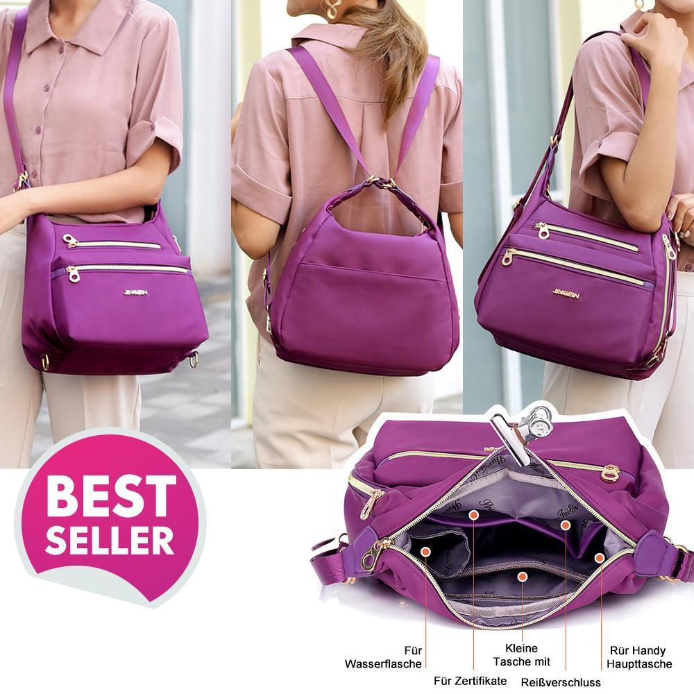 Tasche mit doppelten Reißverschlüsse, Rucksack, Handtasche und Umhängetasche | Brehn