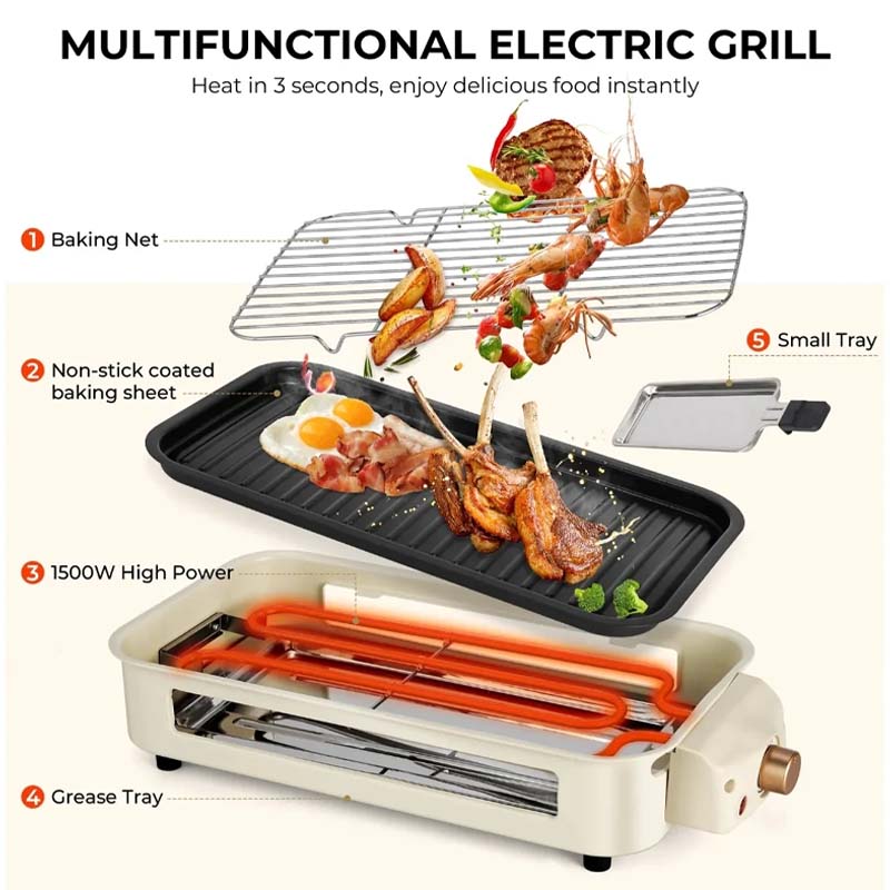 Brehn | Indoor rauchfreier Grill, Antihaft-Kochplatte abnehmbar