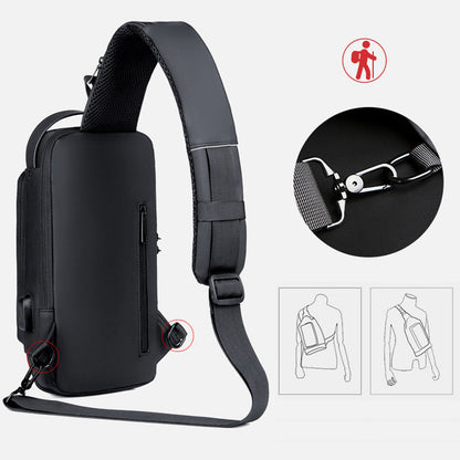 Brehn | USB-Ladesport-Sling Anti-Diebstahl-Umhängetasche