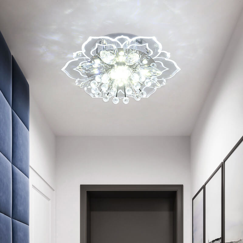 Brehn | GlowPetal LED Kristall Deckenleuchte | Blumenförmig | Modernes Design | Energiesparend | Dekorative Beleuchtung
