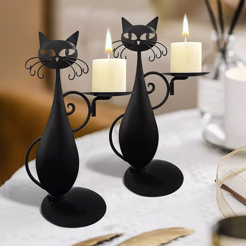 Brehn | Schwarze Katze Kerzenhalter