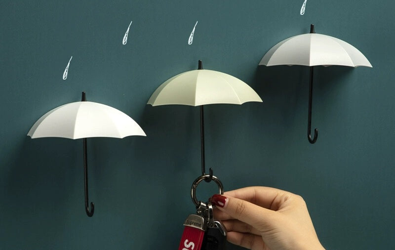 Brehn | Süßer Regenschirm Wandhaken - Bohrfreie Schlüssel- und Mantelaufhängung