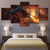 Dragon und Schloss - 5 Teile Leinwand Wandkunst Malerei
