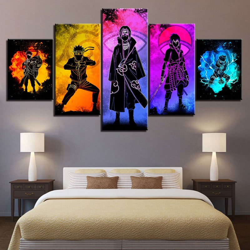5 Stück Naruto Anime - Leinwand Wandkunst Malerei
