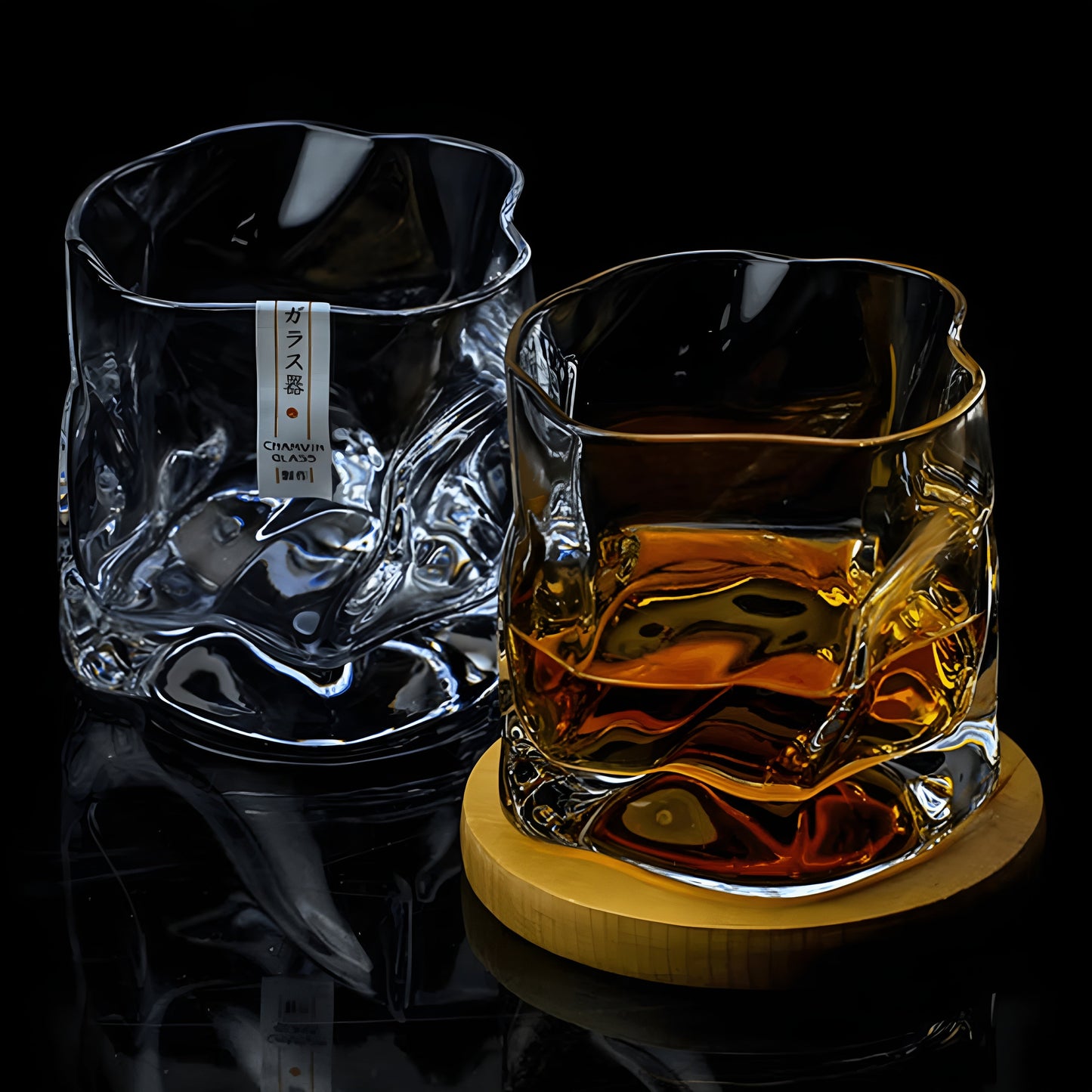 Whiskyglas im Edo-Kiriko-Stil – handgeschliffen mit einzigartigem Crumple-Design