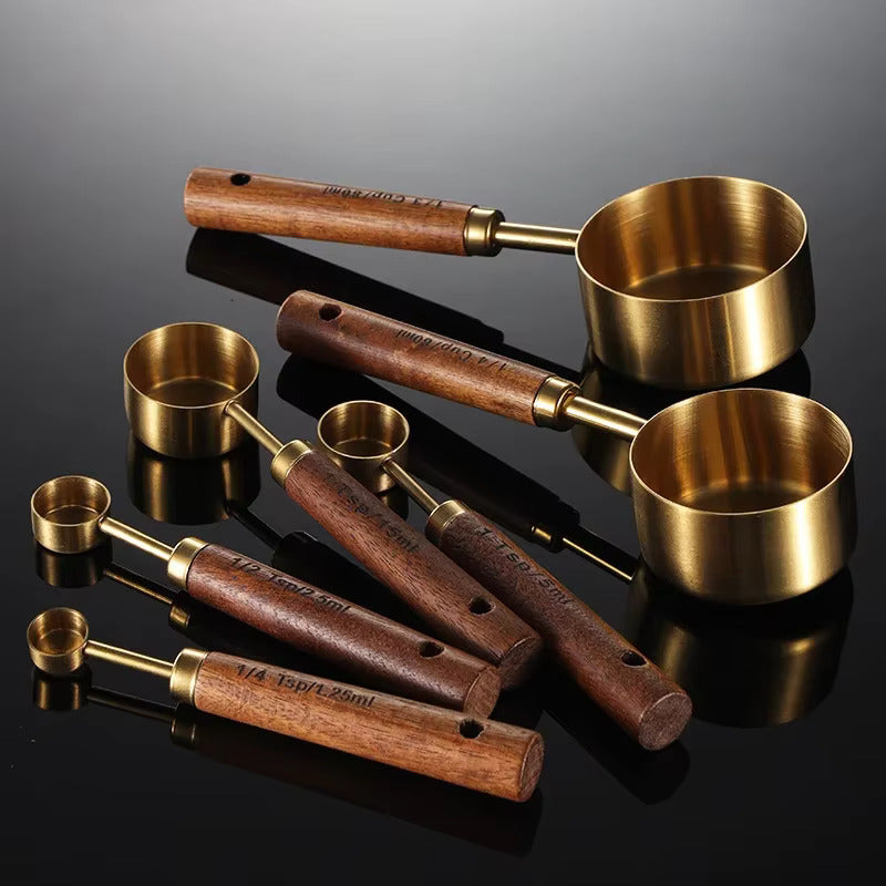 MeasureWood Messlöffel und Messbecher Set Edelstahl Eiche 8-teilig | Brehn