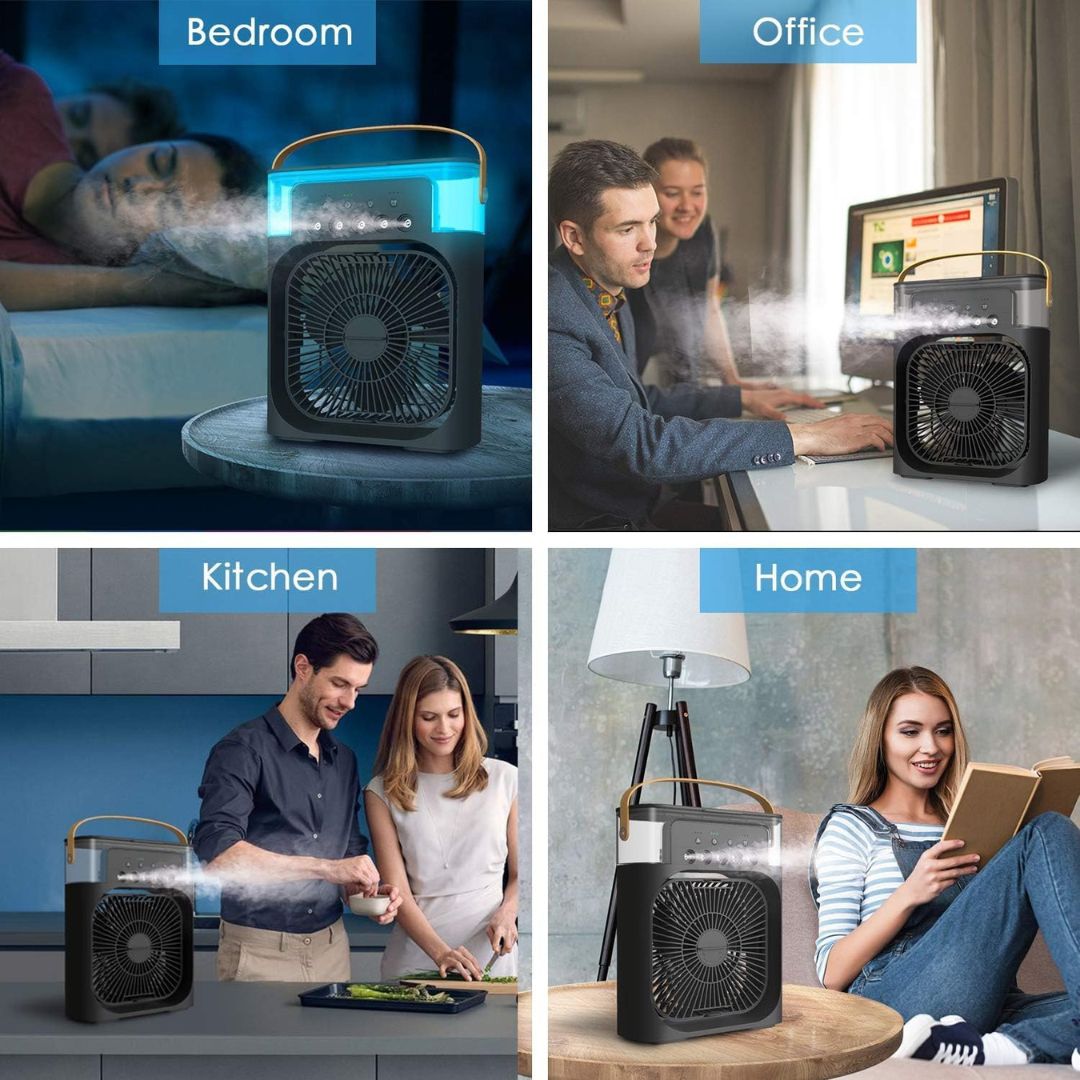 3-in-1 Luftkühler Luftbefeuchter | Tragbar, einstellbare Lüftergeschwindigkeiten & Ideal für Schlafzimmer, Büros & kleine Räume | Brehn