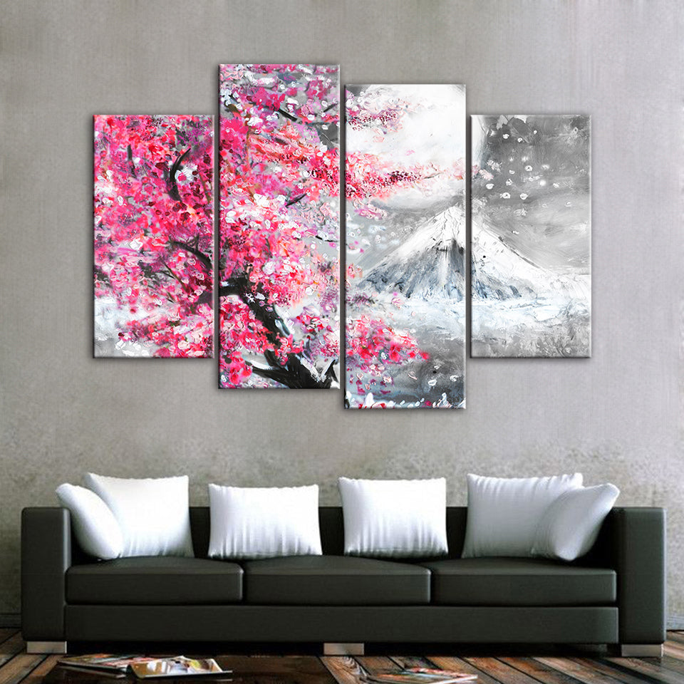 Rosa Floral Berg - Leinwand Wandkunst Malerei