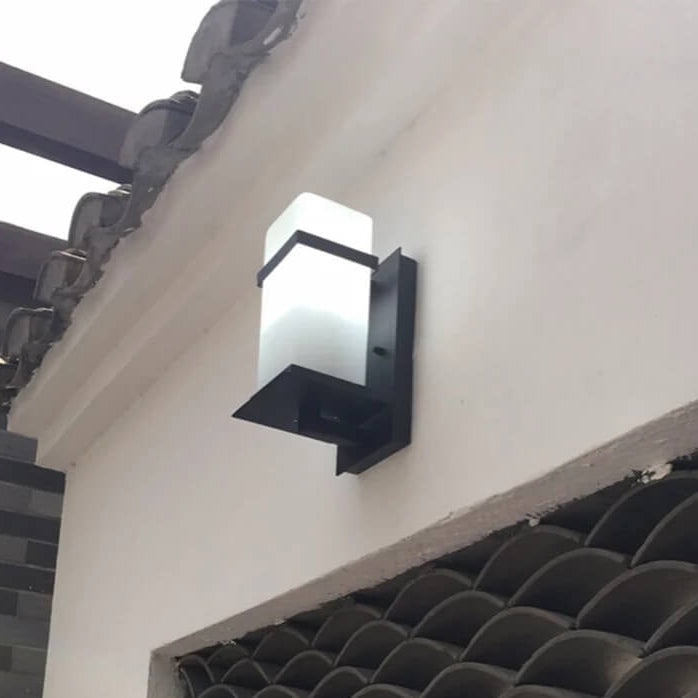 Moderne chinesische quadratische Außen wasserdichte 1-Licht Wandleuchte | Brehn