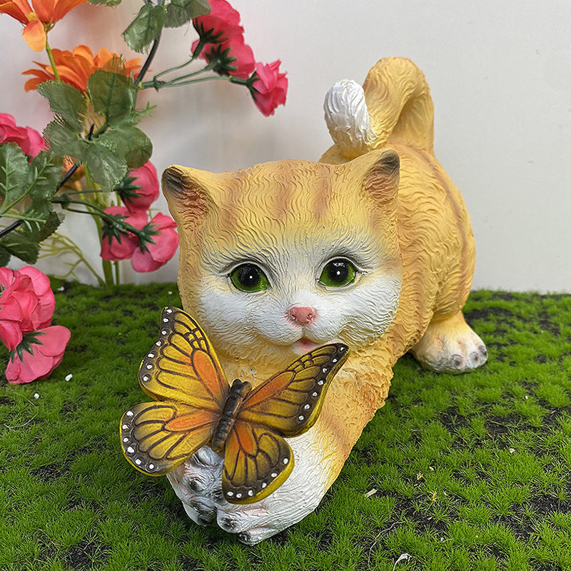 Brehn | Katze & Schmetterling Solarlicht Garten Dekor