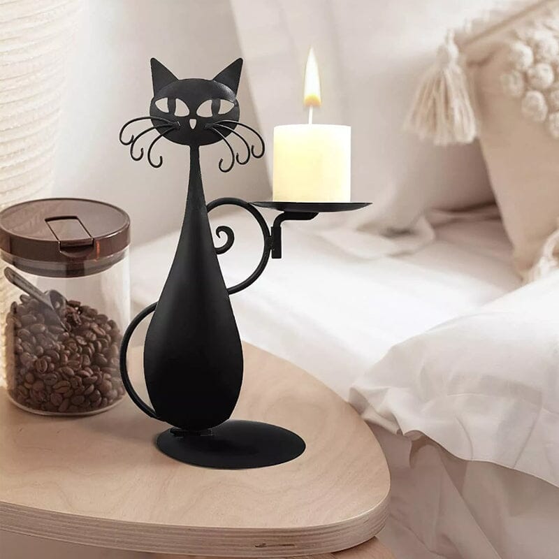 Brehn | Schwarze Katze Kerzenhalter