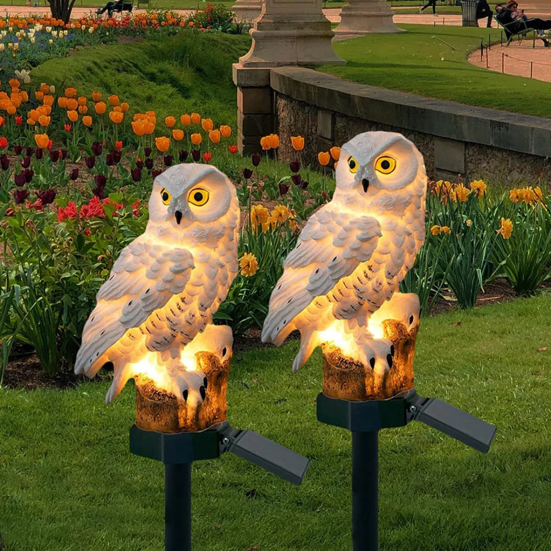 Solar Gartenlampe Uilux – Drahtlose Außenlampe betrieben mit Solarenergie im Eulendesign | Brehn