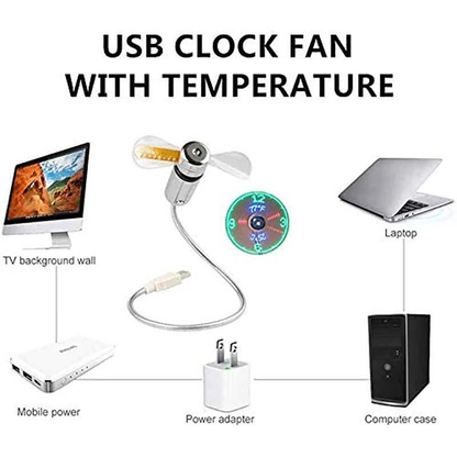USB Ventilator mit LED-Uhrbeleuchtung | Brehn