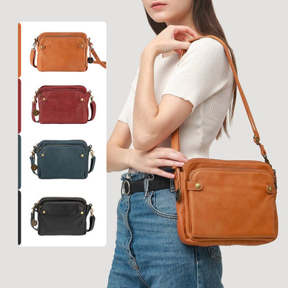 Dreilagige Leder-Umhängetasche, Schultertasche & Clutch