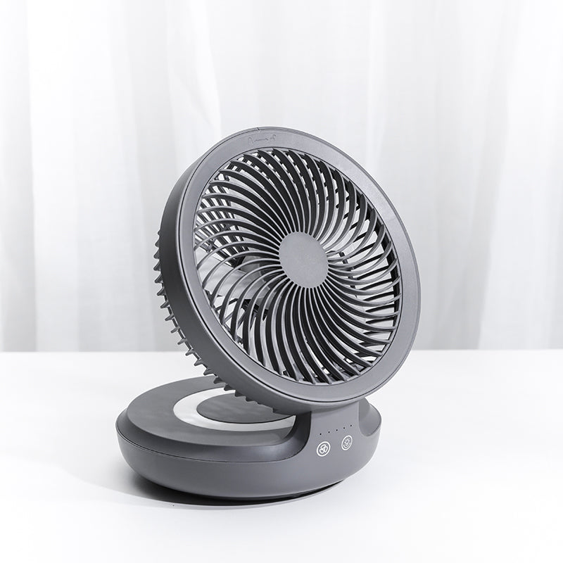 Wiederaufladbarer zusammenklappbarer Tischventilator, mit vier Modi, Nachtlicht und verstellbarem Winkel, für Studium, Schlaf, Arbeit und im Freien | Brehn